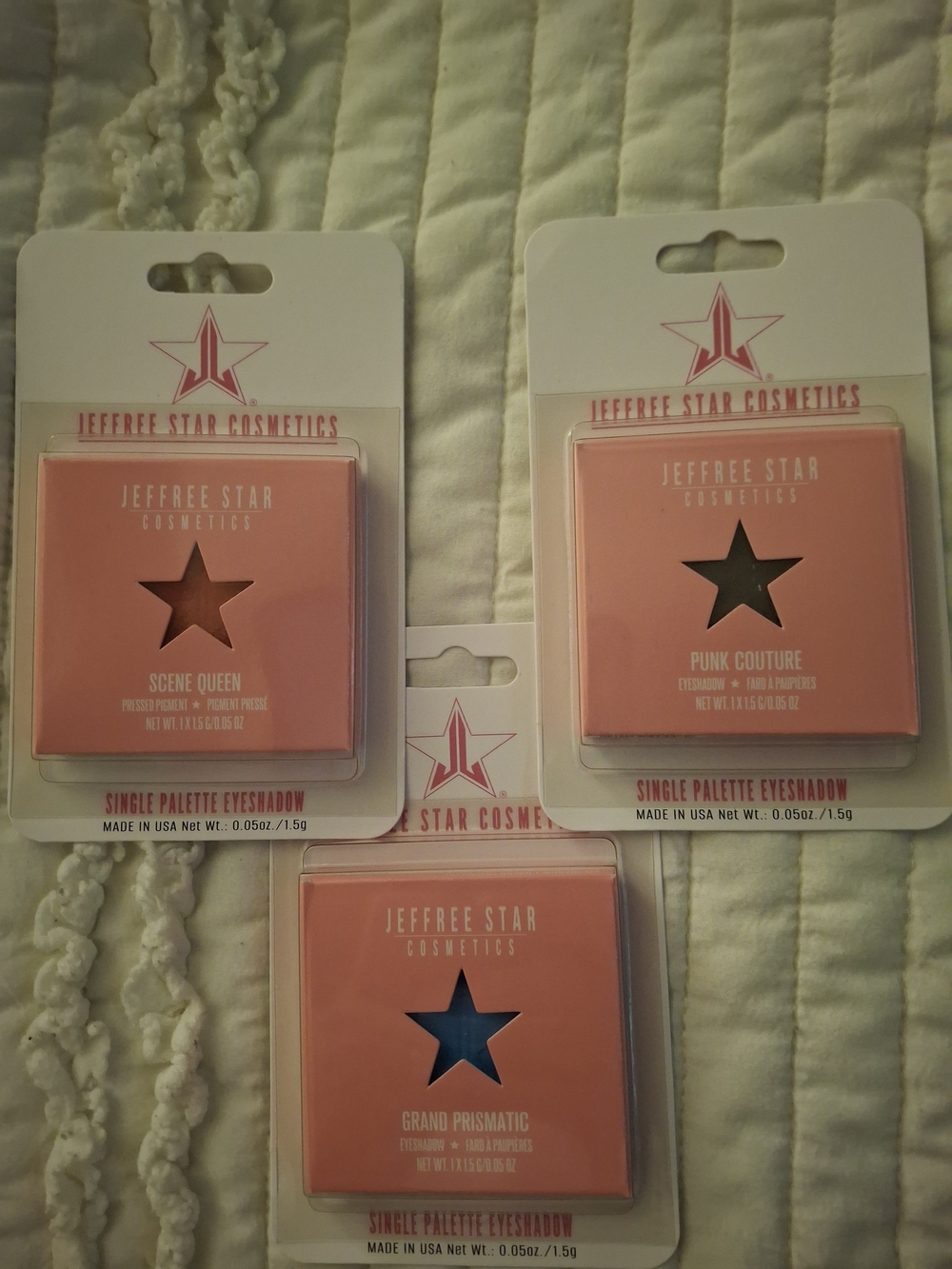 Jeffree Star 3 Single-Pan Eyeshadow Trio.New. Sealed. .